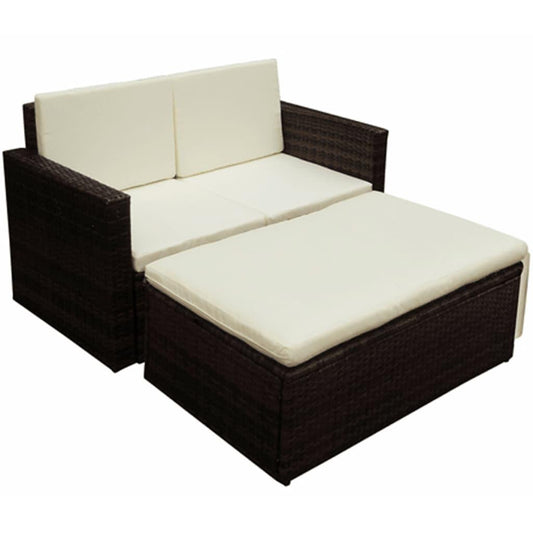 2-tlg. Garten-Lounge-Set mit Auflagen Poly Rattan Braun - Pazzar.ch