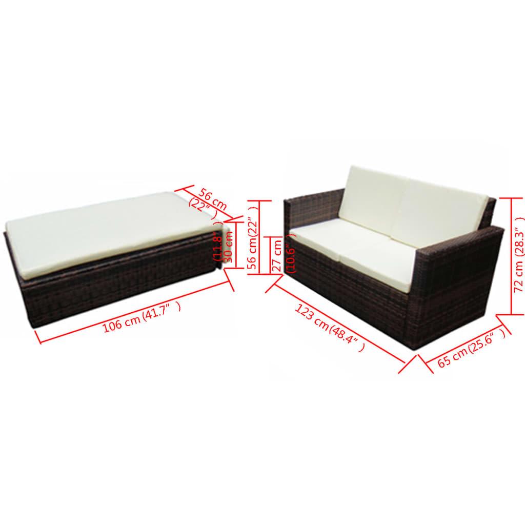 2-tlg. Garten-Lounge-Set mit Auflagen Poly Rattan Braun - Pazzar.ch