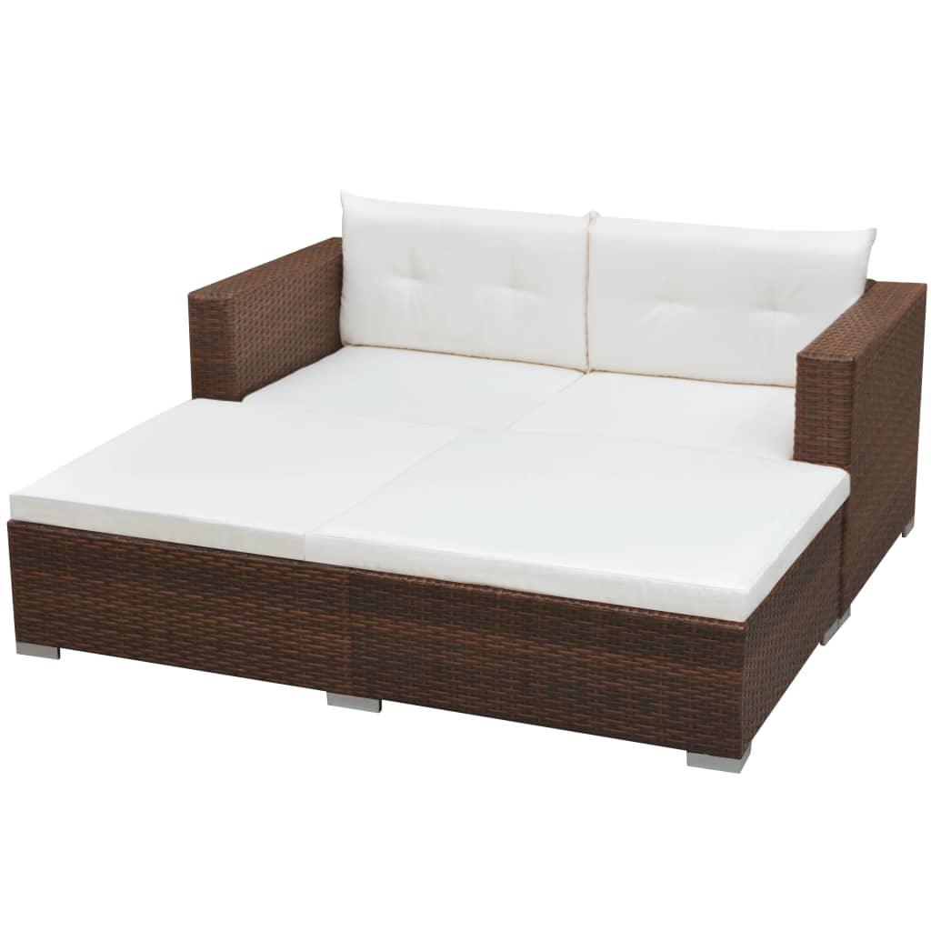 3-tlg. Garten-Lounge-Set mit Auflagen Poly Rattan Braun - Pazzar.ch