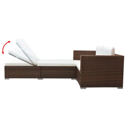 3-tlg. Garten-Lounge-Set mit Auflagen Poly Rattan Braun - Pazzar.ch