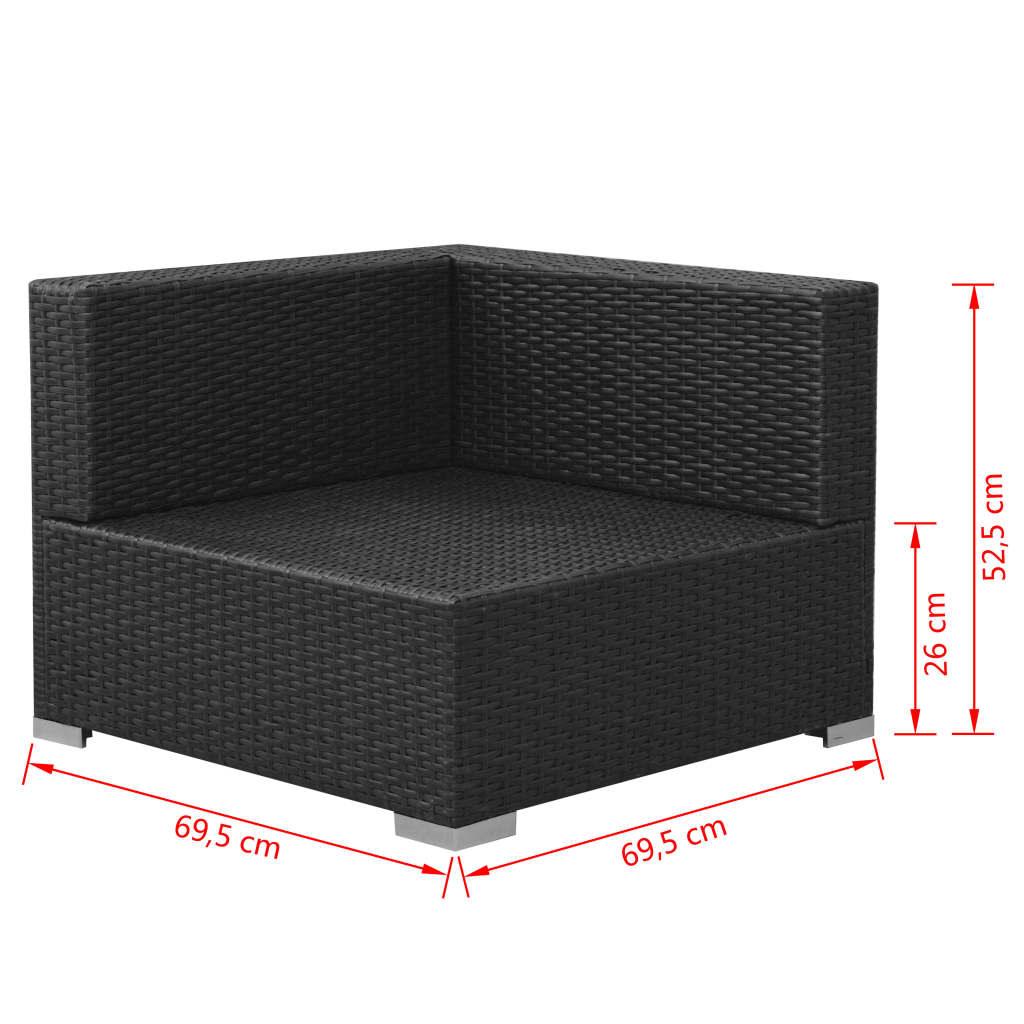 3-tlg. Garten-Lounge-Set mit Auflagen Poly Rattan Schwarz - Pazzar.ch