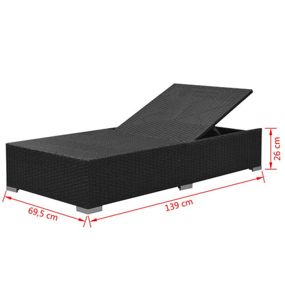 3-tlg. Garten-Lounge-Set mit Auflagen Poly Rattan Schwarz - Pazzar.ch