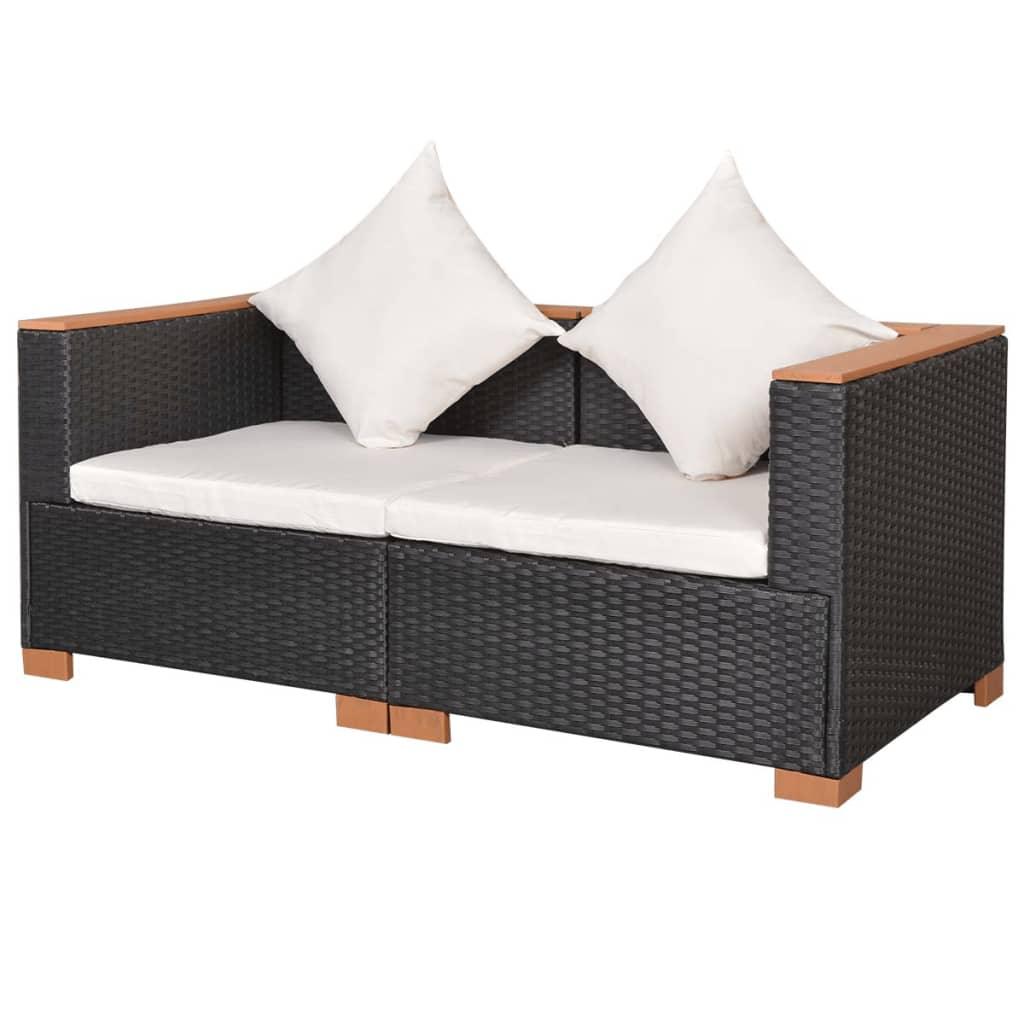 Gartensofa Poly Rattan Schwarz - Pazzar.ch