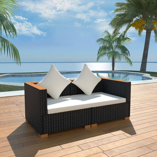 Gartensofa Poly Rattan Schwarz - Pazzar.ch