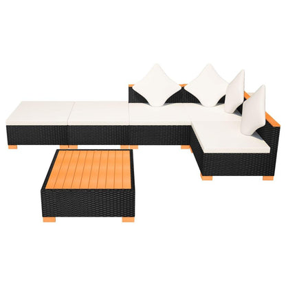 6-tlg. Garten-Lounge-Set mit Auflagen Poly Rattan Schwarz - Pazzar.ch