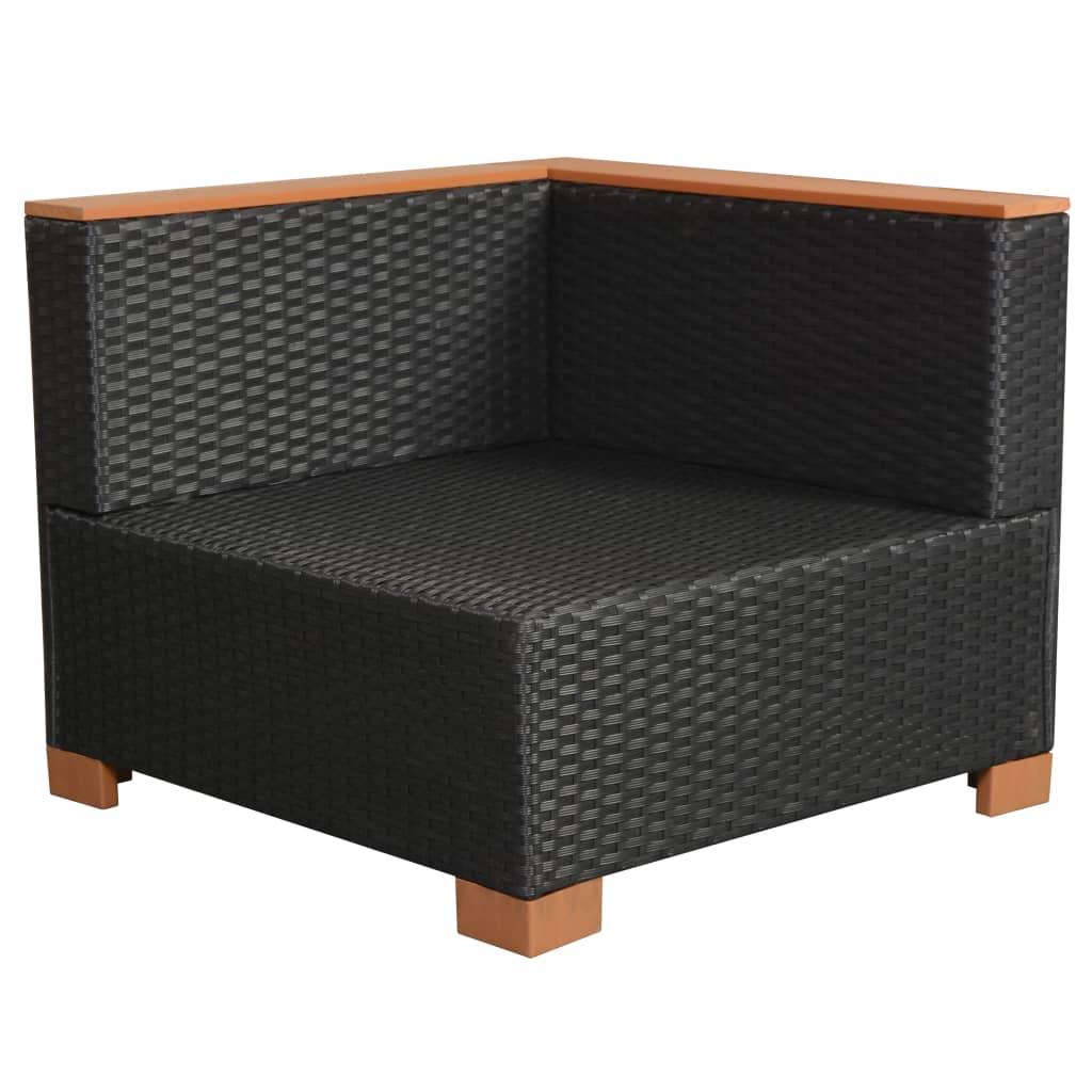 6-tlg. Garten-Lounge-Set mit Auflagen Poly Rattan Schwarz - Pazzar.ch