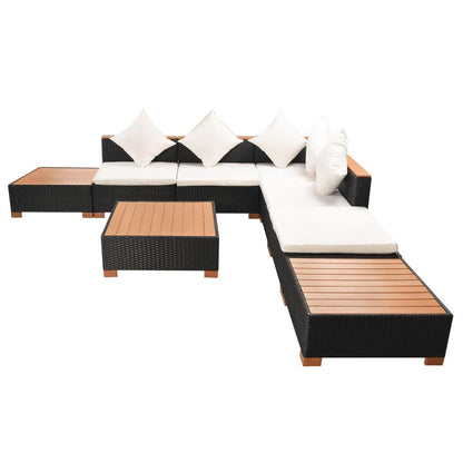 8-tlg. Garten-Lounge-Set mit Auflagen Poly Rattan Schwarz - Pazzar.ch