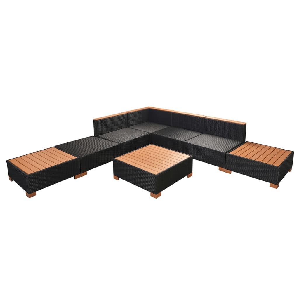 8-tlg. Garten-Lounge-Set mit Auflagen Poly Rattan Schwarz - Pazzar.ch