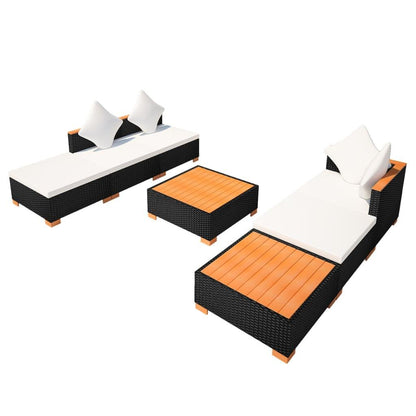 7-tlg. Garten-Lounge-Set mit Auflagen Poly Rattan Schwarz - Pazzar.ch