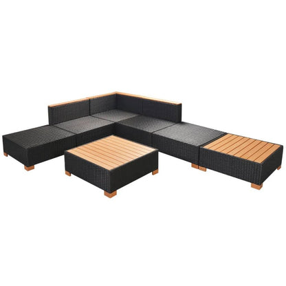 7-tlg. Garten-Lounge-Set mit Auflagen Poly Rattan Schwarz - Pazzar.ch
