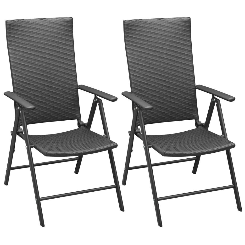 Stapelbare Gartenstühle 2 Stk. Poly Rattan Schwarz - Pazzar.ch