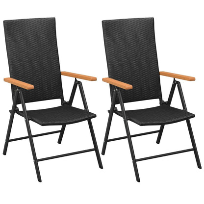 Stapelbare Gartenstühle 2 Stk. Poly Rattan Schwarz - Pazzar.ch