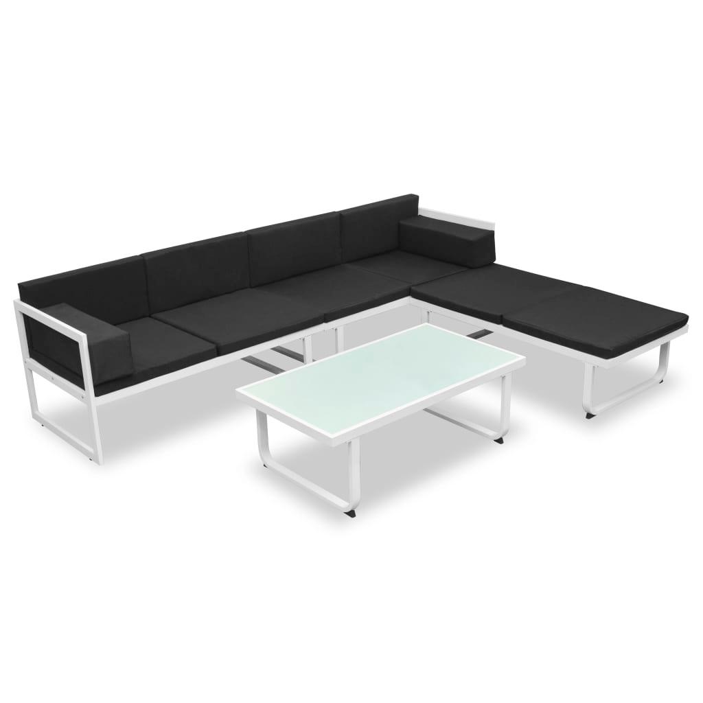 4-tlg. Garten-Lounge-Set mit Auflagen Aluminium Schwarz
