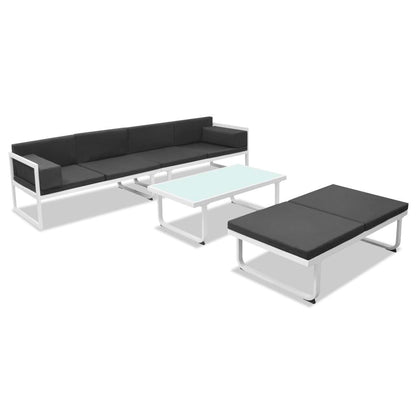 4-tlg. Garten-Lounge-Set mit Auflagen Aluminium Schwarz - Pazzar.ch
