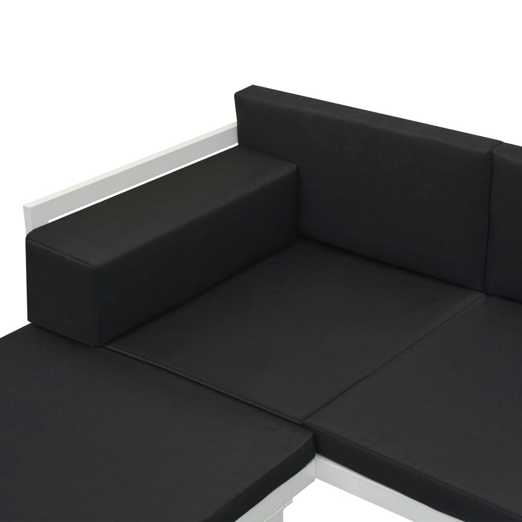 4-tlg. Garten-Lounge-Set mit Auflagen Aluminium Schwarz - Pazzar.ch