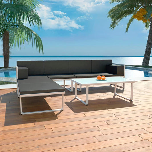 4-tlg. Garten-Lounge-Set mit Auflagen Aluminium Schwarz - Pazzar.ch