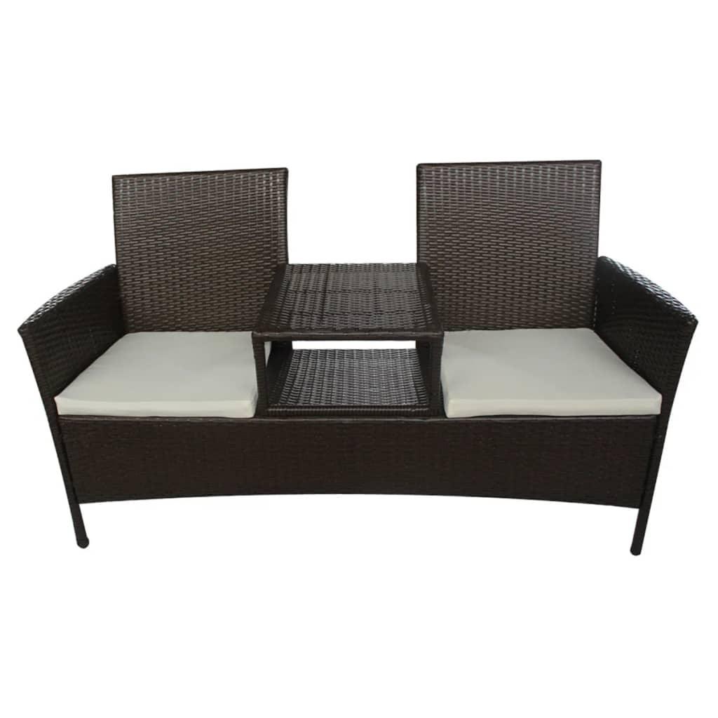 Gartensofa 2-Sitzer mit Teetisch Poly Rattan Braun - Pazzar.ch
