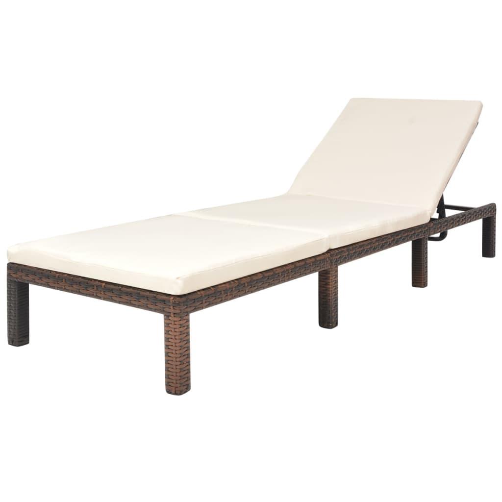 Sonnenliege mit Auflage Poly Rattan Braun - Pazzar.ch