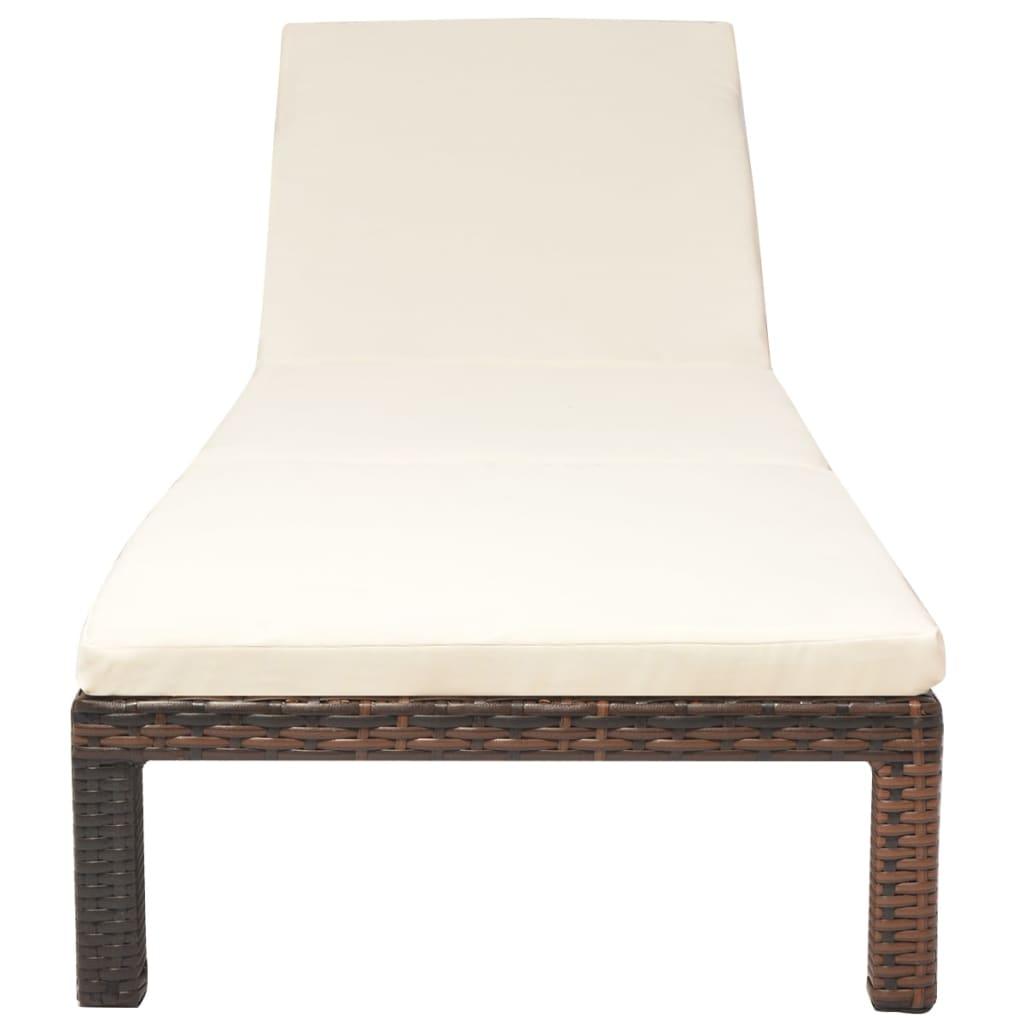 Sonnenliege mit Auflage Poly Rattan Braun - Pazzar.ch