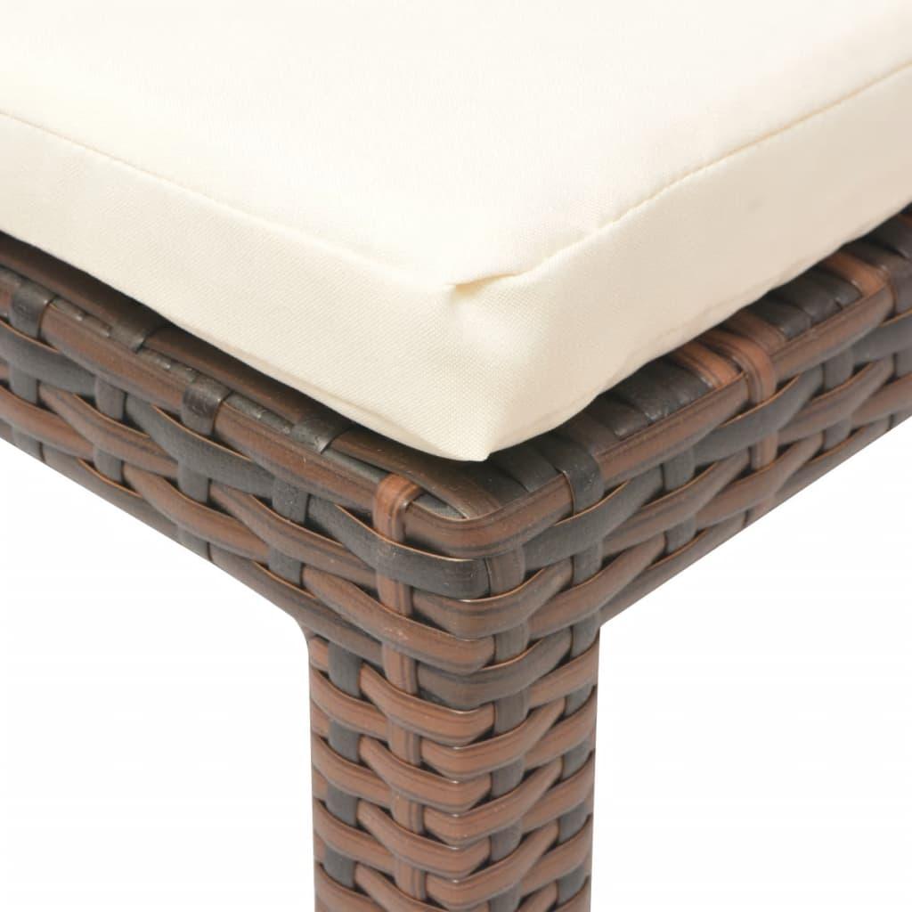 Sonnenliege mit Auflage Poly Rattan Braun