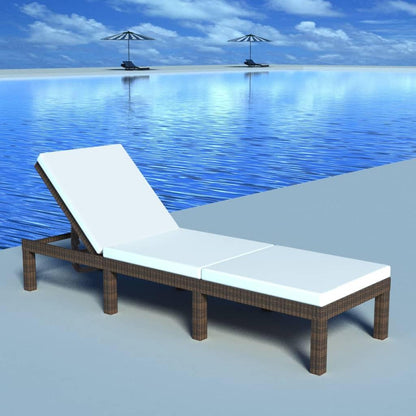 Sonnenliege mit Auflage Poly Rattan Braun - Pazzar.ch