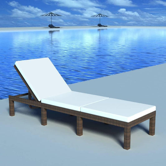 Sonnenliege mit Auflage Poly Rattan Braun - Pazzar.ch