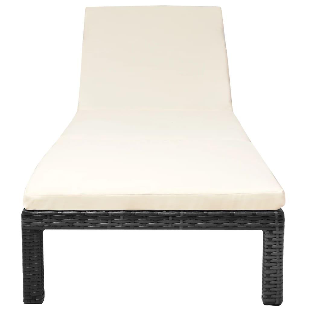 Sonnenliege mit Auflage Poly Rattan Schwarz - Pazzar.ch