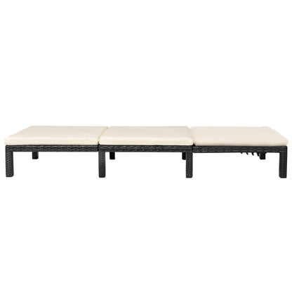 Sonnenliege mit Auflage Poly Rattan Schwarz - Pazzar.ch