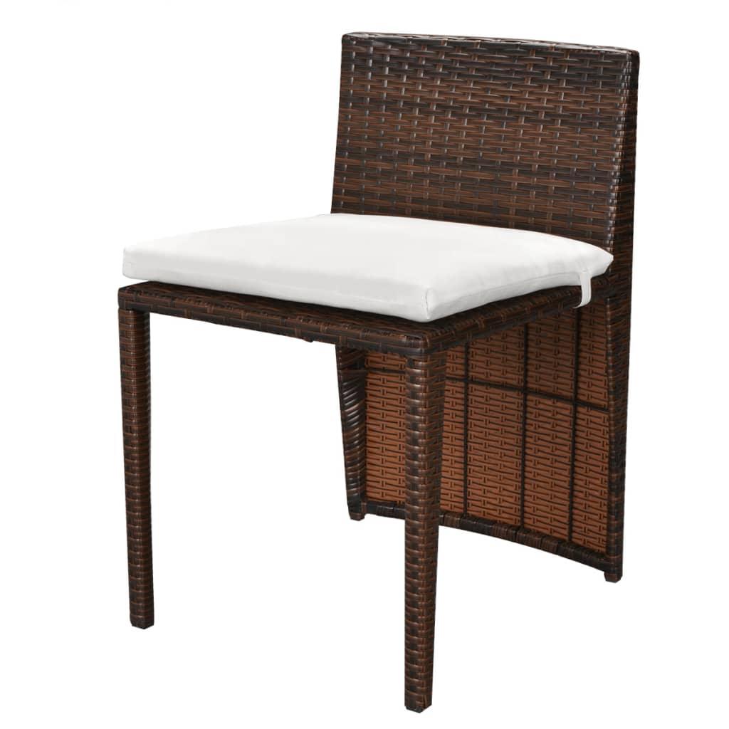 3-tlg. Bistro-Set mit Auflagen Poly Rattan Braun - Pazzar.ch