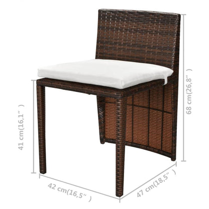 3-tlg. Bistro-Set mit Auflagen Poly Rattan Braun - Pazzar.ch