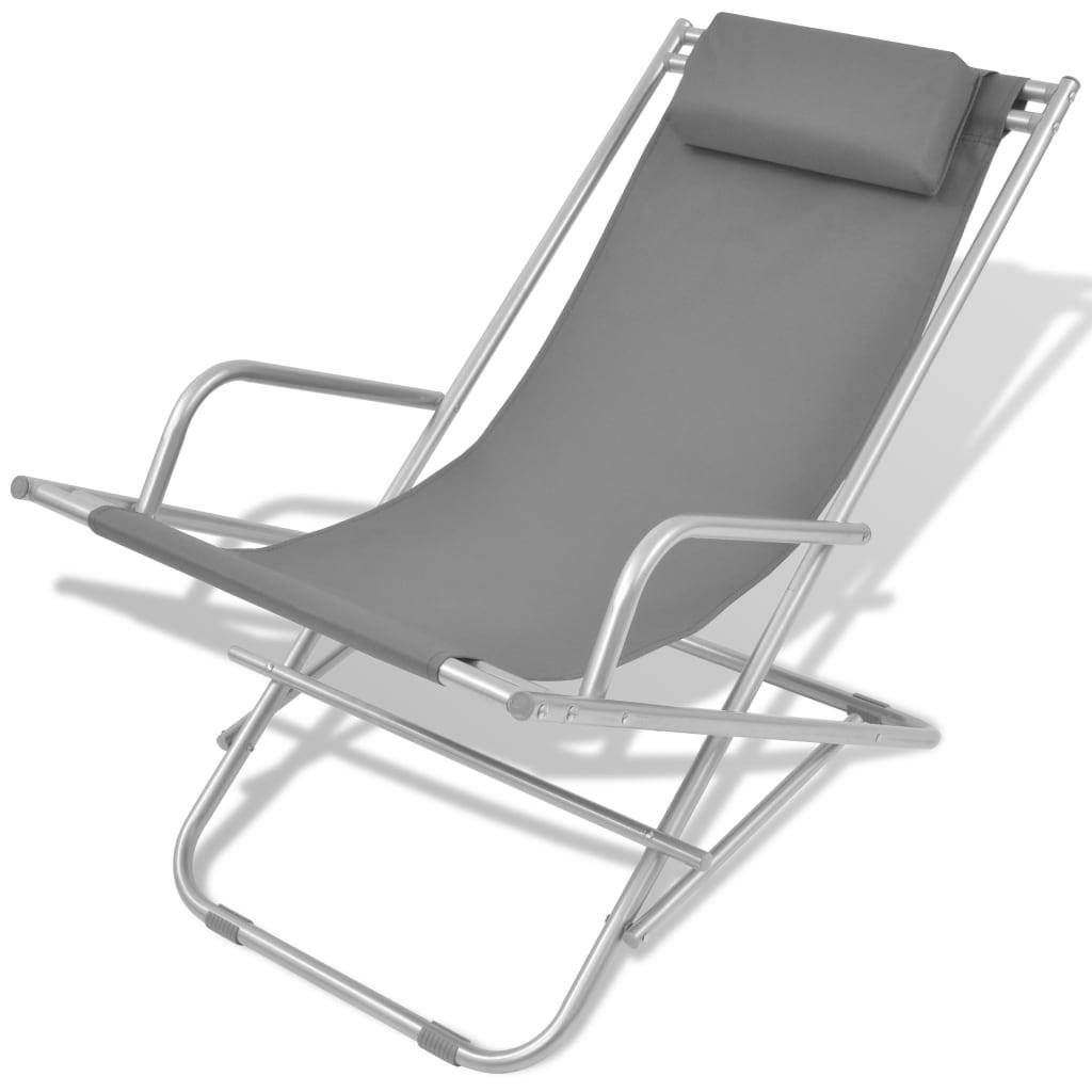 Liegestühle 2 Stk. Stahl Grau - Pazzar.ch