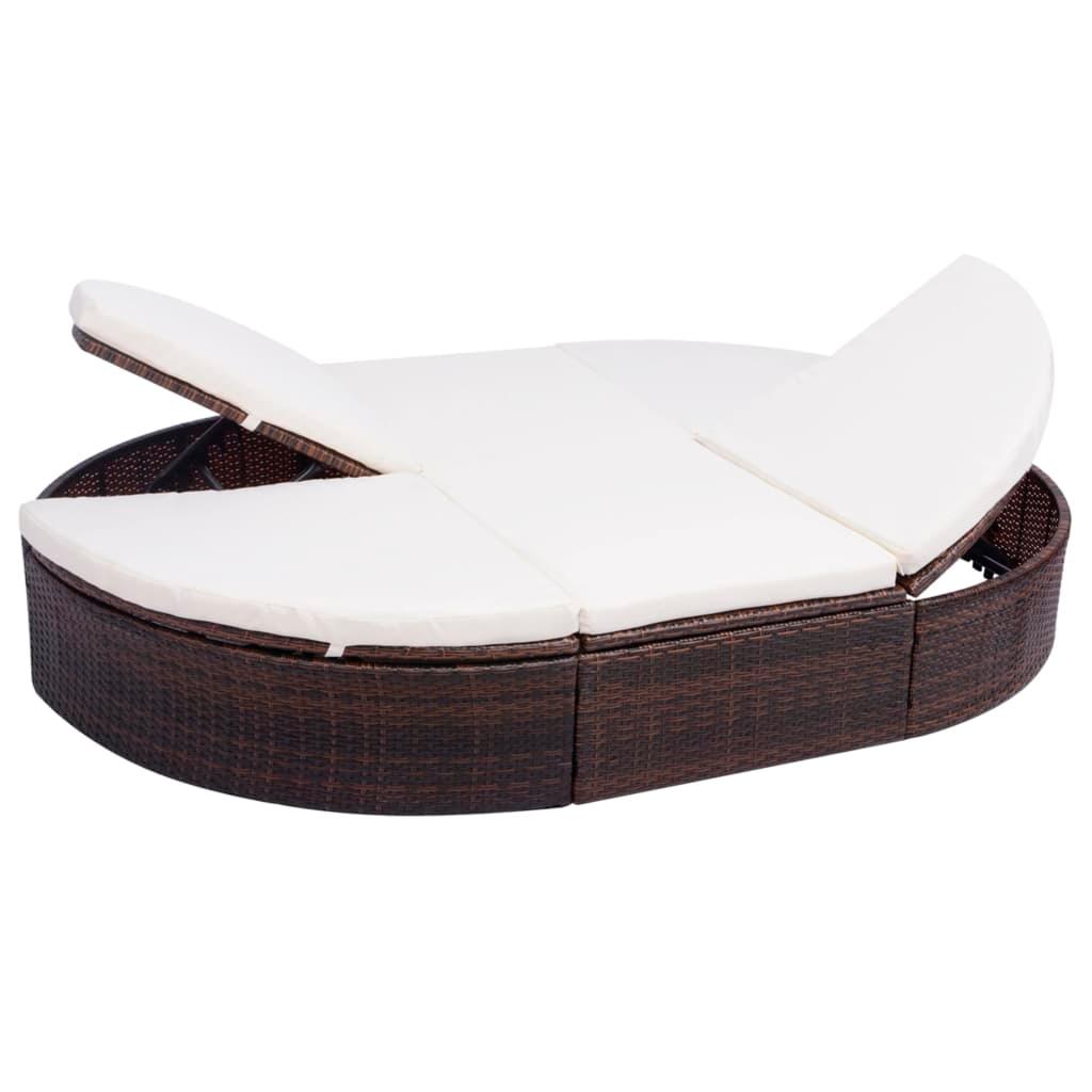Outdoor-Loungebett mit Kissen Poly Rattan Braun - Pazzar.ch