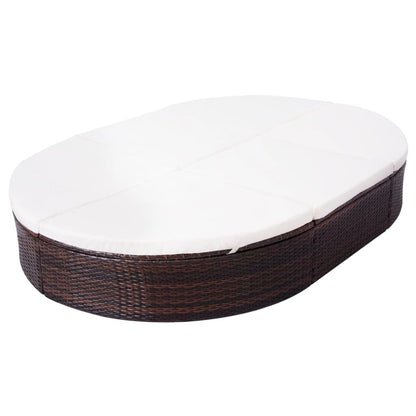 Outdoor-Loungebett mit Kissen Poly Rattan Braun - Pazzar.ch