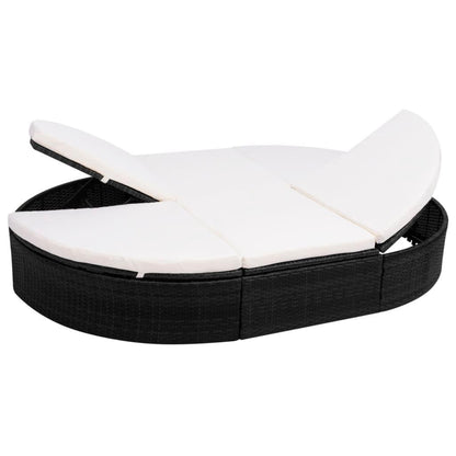 Outdoor-Loungebett mit Kissen Poly Rattan Schwarz - Pazzar.ch