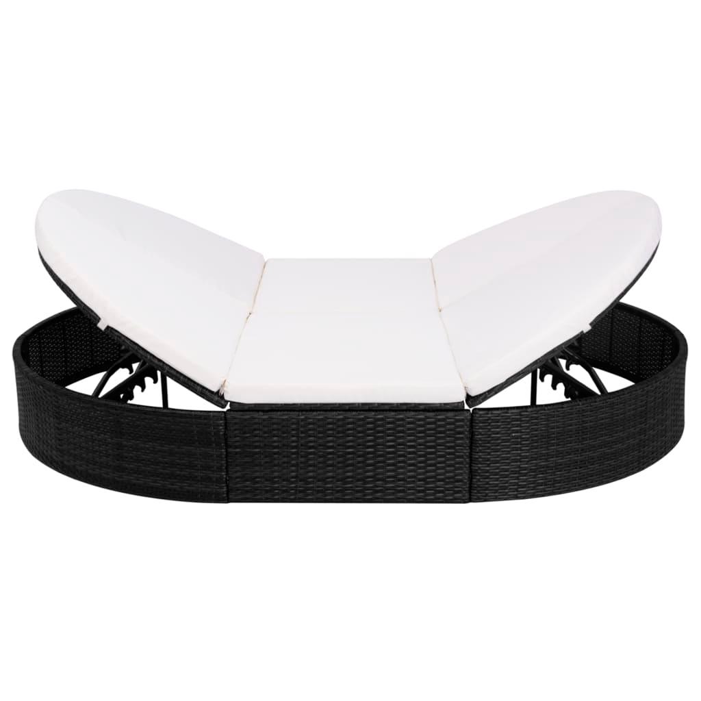 Outdoor-Loungebett mit Kissen Poly Rattan Schwarz - Pazzar.ch