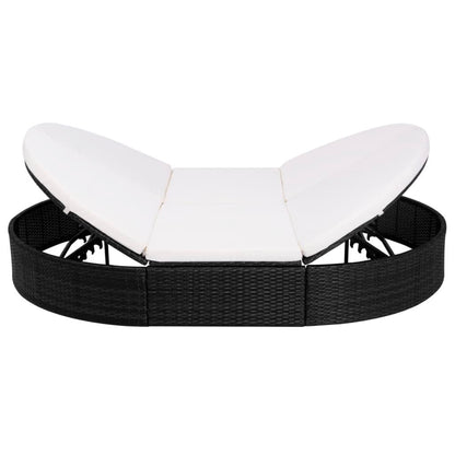 Outdoor-Loungebett mit Kissen Poly Rattan Schwarz - Pazzar.ch