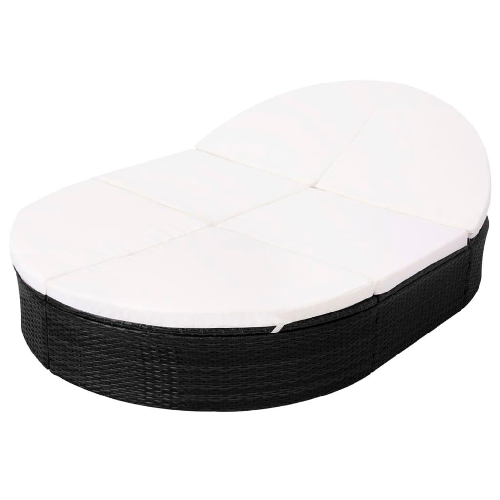 Outdoor-Loungebett mit Kissen Poly Rattan Schwarz - Pazzar.ch