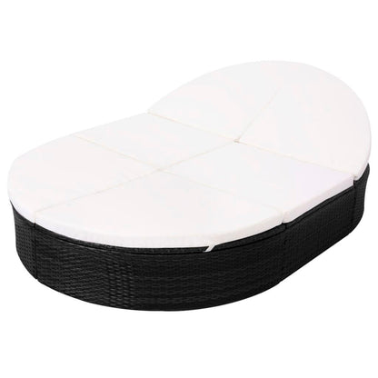 Outdoor-Loungebett mit Kissen Poly Rattan Schwarz - Pazzar.ch