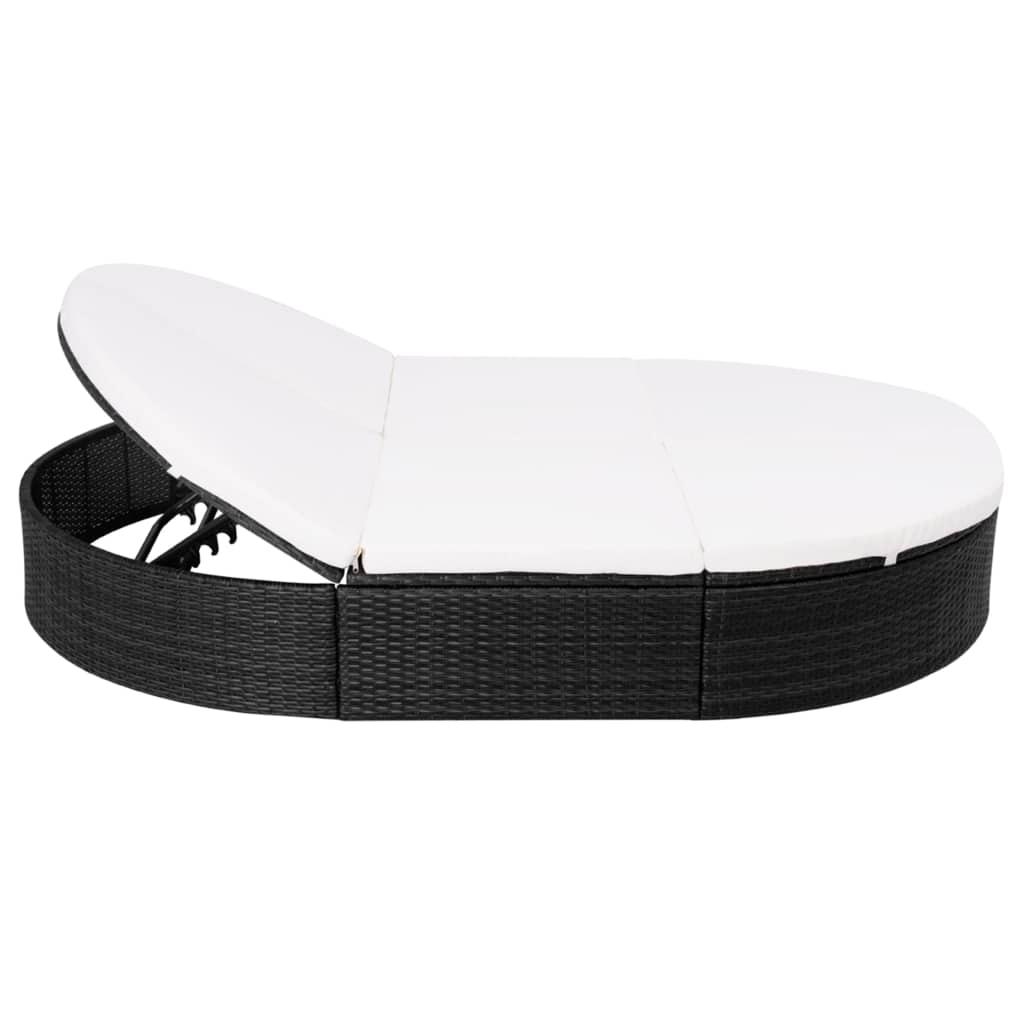 Outdoor-Loungebett mit Kissen Poly Rattan Schwarz - Pazzar.ch