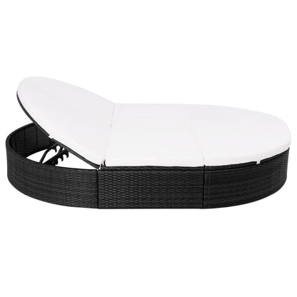 Outdoor-Loungebett mit Kissen Poly Rattan Schwarz - Pazzar.ch