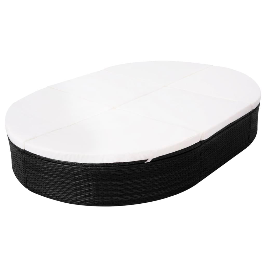 Outdoor-Loungebett mit Kissen Poly Rattan Schwarz - Pazzar.ch