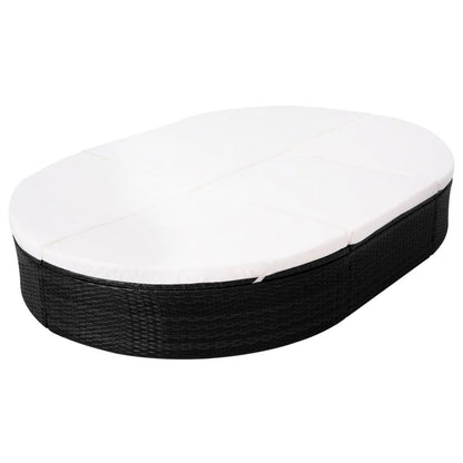 Outdoor-Loungebett mit Kissen Poly Rattan Schwarz - Pazzar.ch