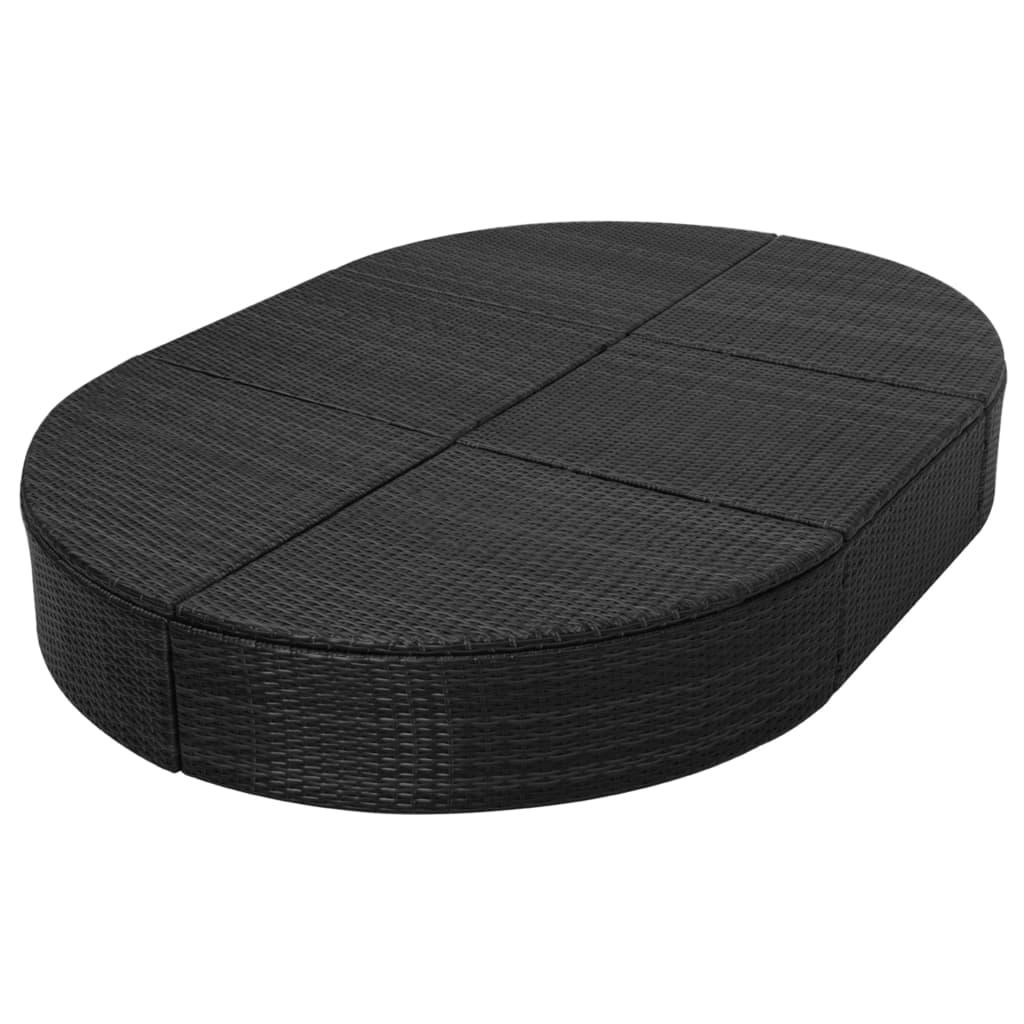 Outdoor-Loungebett mit Kissen Poly Rattan Schwarz - Pazzar.ch
