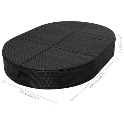 Outdoor-Loungebett mit Kissen Poly Rattan Schwarz - Pazzar.ch