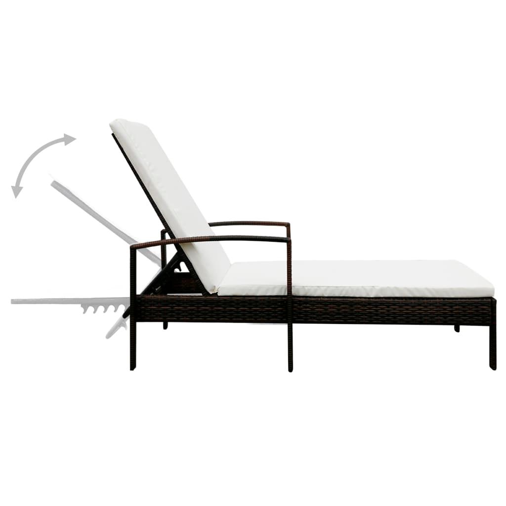 Sonnenliege mit Auflage Poly Rattan Braun - Pazzar.ch
