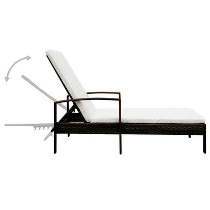 Sonnenliege mit Auflage Poly Rattan Braun - Pazzar.ch