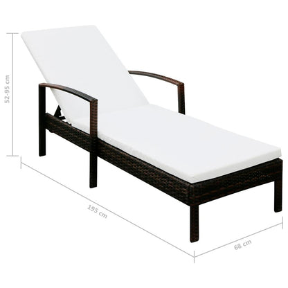 Sonnenliege mit Auflage Poly Rattan Braun - Pazzar.ch