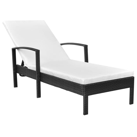 Sonnenliege mit Auflage Poly Rattan Schwarz - Pazzar.ch
