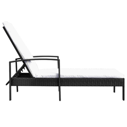 Sonnenliege mit Auflage Poly Rattan Schwarz - Pazzar.ch