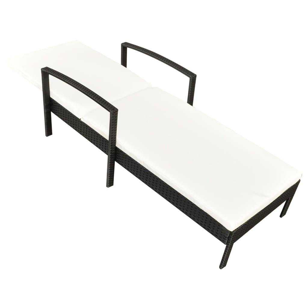 Sonnenliege mit Auflage Poly Rattan Schwarz - Pazzar.ch